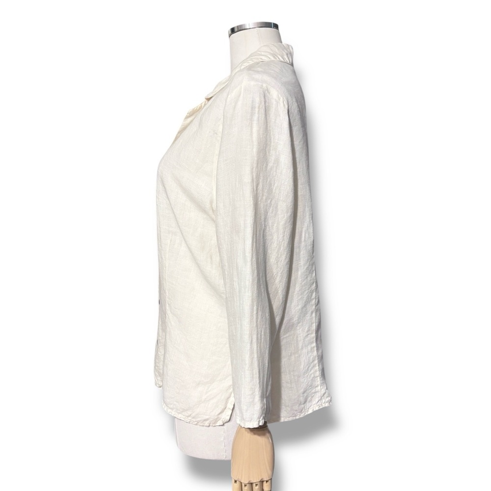 CP SHADES Ivory Linen Button Front Shirt VINTAGE - Picture 4 of 10